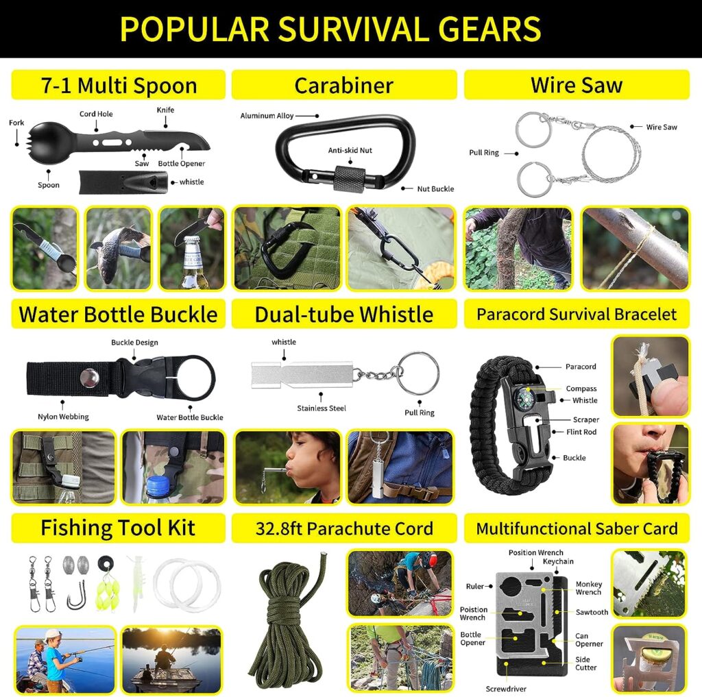 Survival Kit and First Aid kit, 160 Pcs Emergency Supplies Camping Accessories with Upgraded Molle Bag, Gifts for Men and Women Outdoor Adventure Camping Hiking Hunting